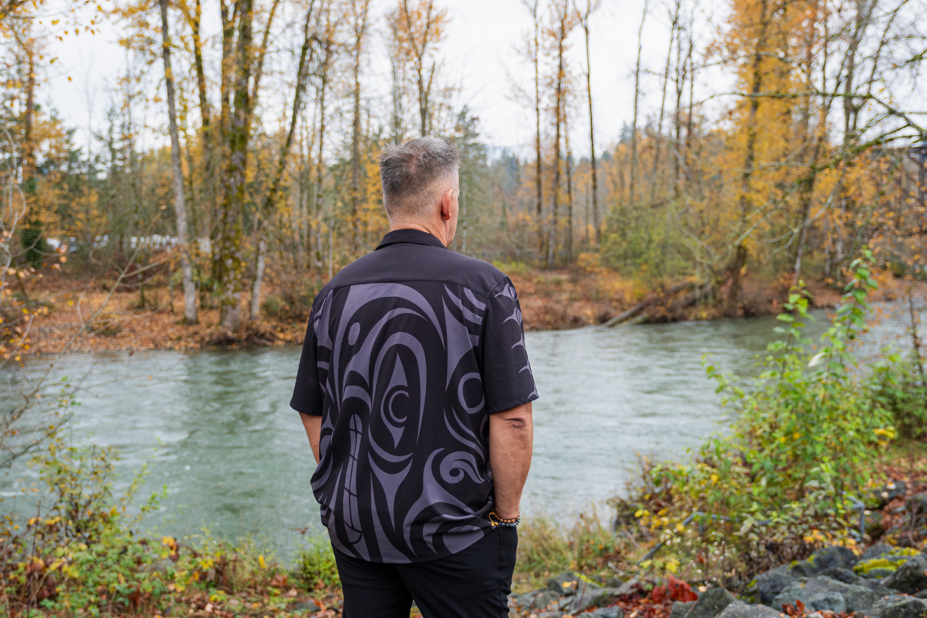 Shadow Wolf Short Sleeve Button Shirt