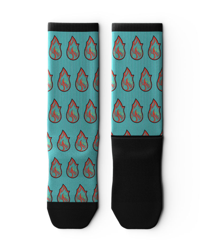 Big Fire Turquoise Sock