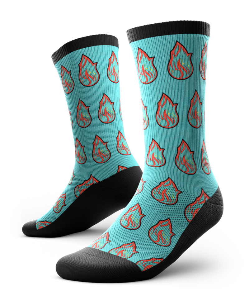 Big Fire Turquoise Sock