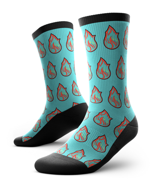 Big Fire Turquoise Sock