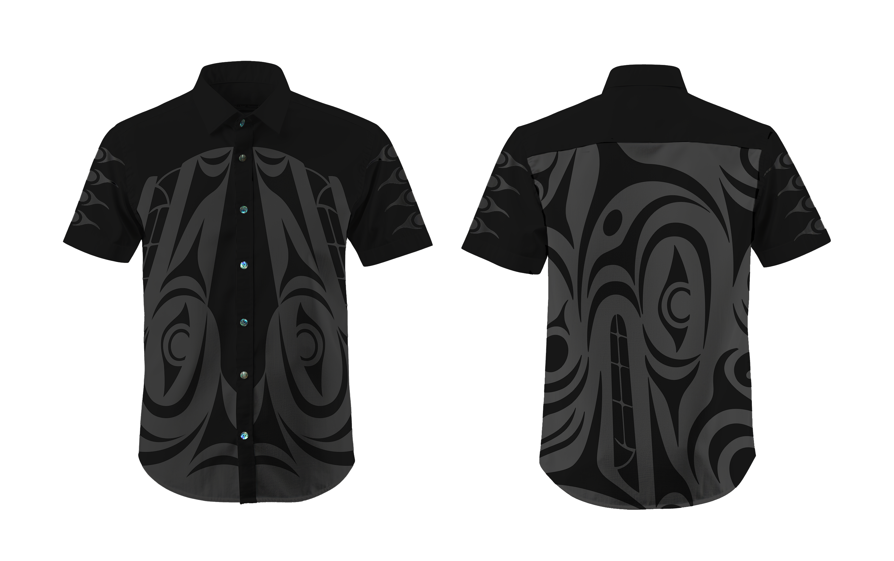 Shadow Wolf Short Sleeve Button Shirt